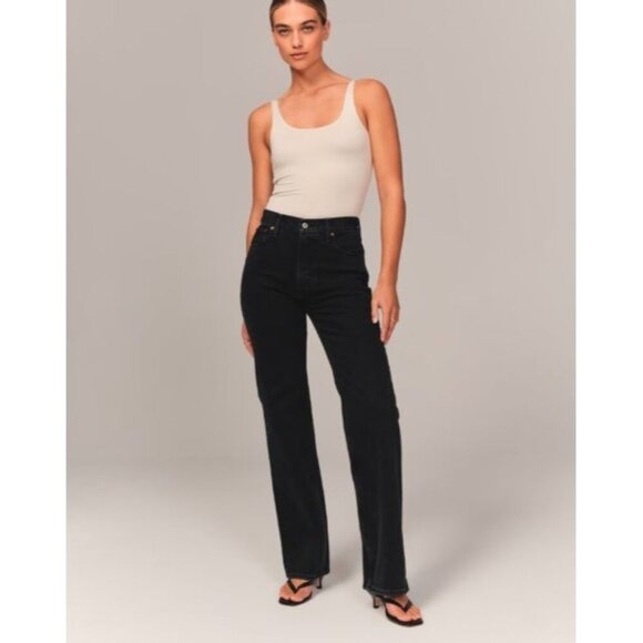 Abercrombie & Fitch High Rise 90's Relaxed Jeans Womens Size 24/00L Crossover - Picture 1 of 9